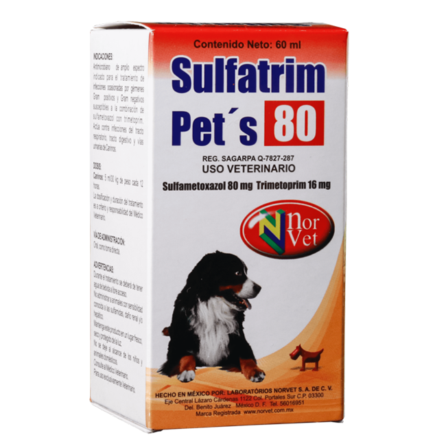 Sulfatrim-pets 80 mg. Suspensión oral 60 ml - norvet Sulfatrim-pets 80 mg. Suspensión oral 60 ml - norvet
